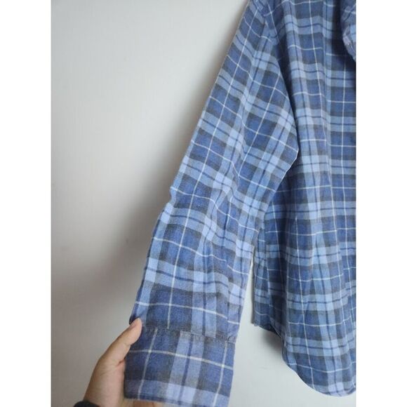 Sid Mashburn Men Blue Plaid 100% Cotton Button Down Sports Shirt size XL - Picture 4 of 12